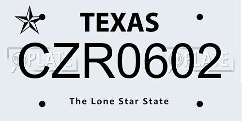 CZR0602 Texas License Plate