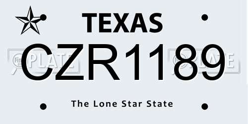 CZR1189 Texas License Plate