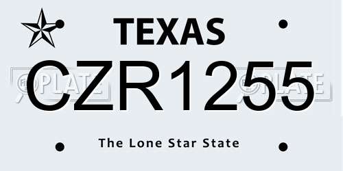 CZR1255 Texas License Plate