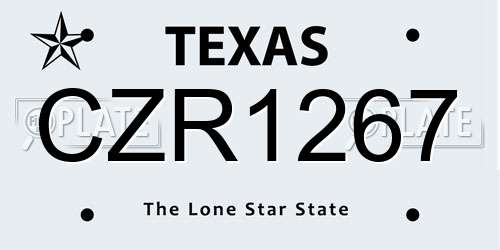 CZR1267 Texas License Plate