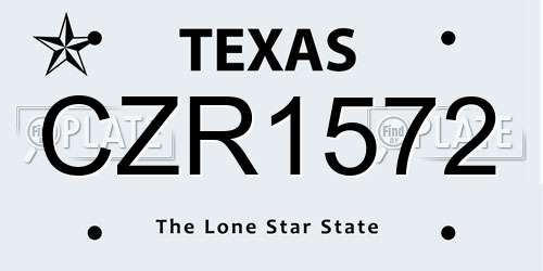 CZR1572 Texas License Plate