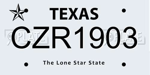 CZR1903 Texas License Plate