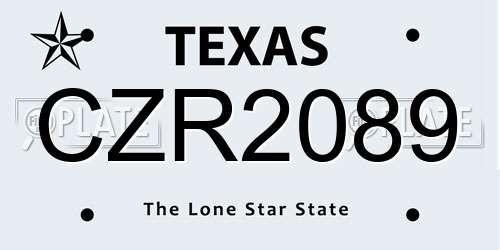 CZR2089 Texas License Plate