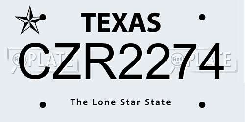 CZR2274 Texas License Plate