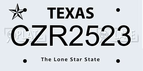 CZR2523 Texas License Plate