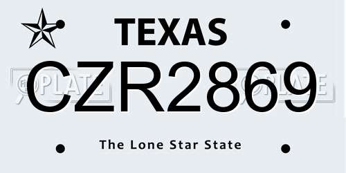 CZR2869 Texas License Plate