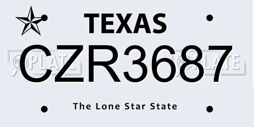 CZR3687 Texas License Plate
