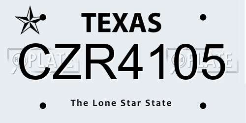 CZR4105 Texas License Plate