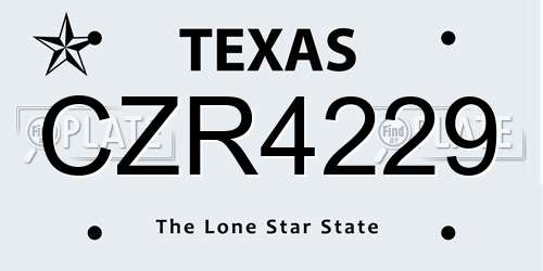 CZR4229 Texas License Plate