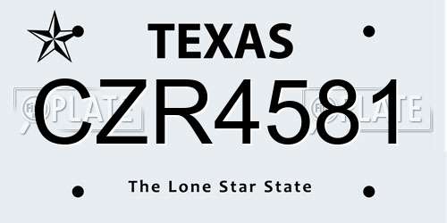 CZR4581 Texas License Plate
