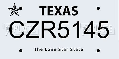 CZR5145 Texas License Plate