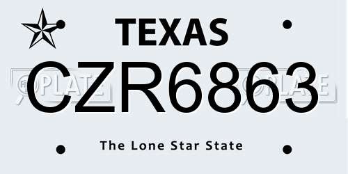 CZR6863 Texas License Plate