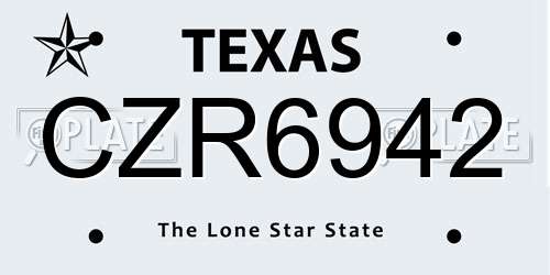 CZR6942 Texas License Plate