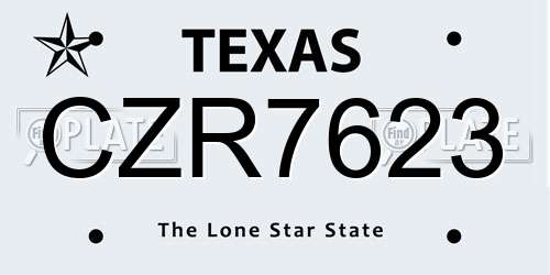 CZR7623 Texas License Plate