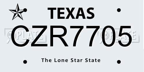 CZR7705 Texas License Plate