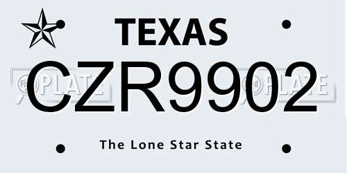 CZR9902 Texas License Plate