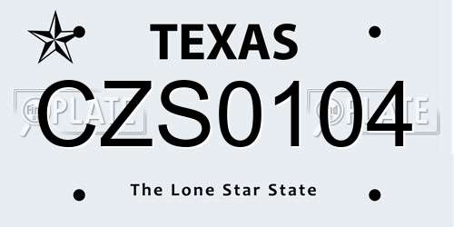 CZS0104 Texas License Plate