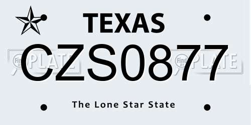 CZS0877 Texas License Plate