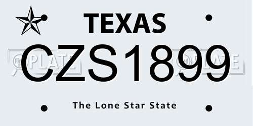 CZS1899 Texas License Plate