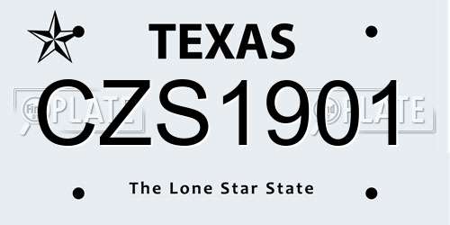 CZS1901 Texas License Plate