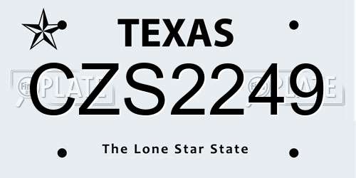 CZS2249 Texas License Plate