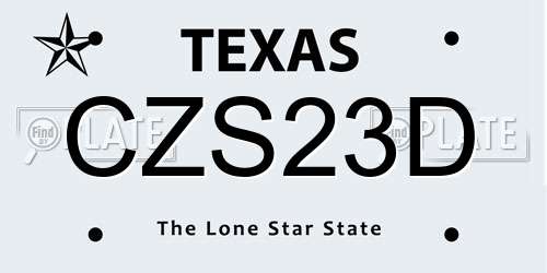 CZS23D Texas License Plate