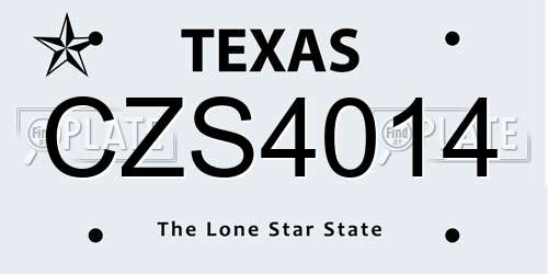 CZS4014 Texas License Plate