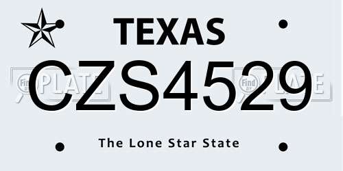 CZS4529 Texas License Plate