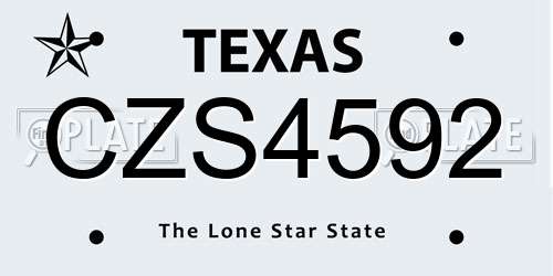 CZS4592 Texas License Plate