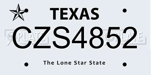CZS4852 Texas License Plate