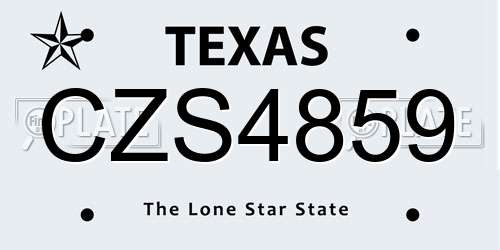 CZS4859 Texas License Plate
