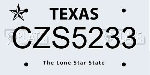 CZS5233 Texas License Plate
