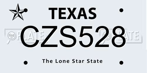 CZS528 Texas License Plate