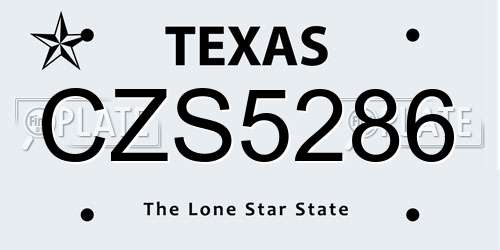 CZS5286 Texas License Plate