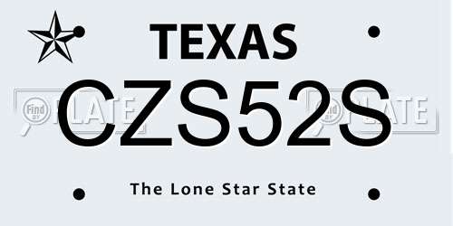 CZS52S Texas License Plate