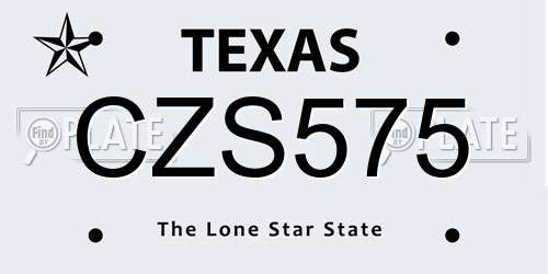CZS575 Texas License Plate