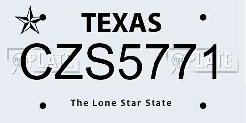 CZS5771 Texas License Plate