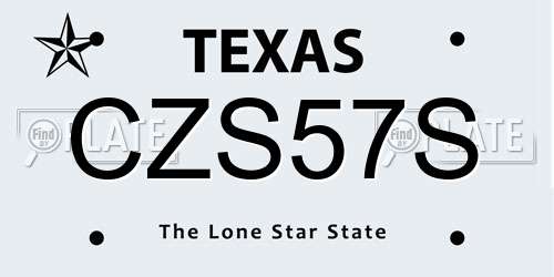 CZS57S Texas License Plate