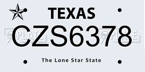 CZS6378 Texas License Plate
