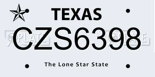 CZS6398 Texas License Plate
