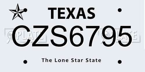 CZS6795 Texas License Plate