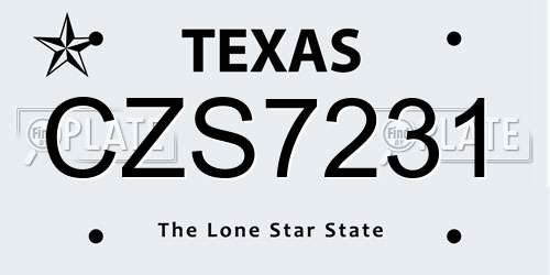 CZS7231 Texas License Plate