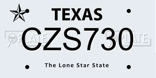 CZS730 Texas License Plate
