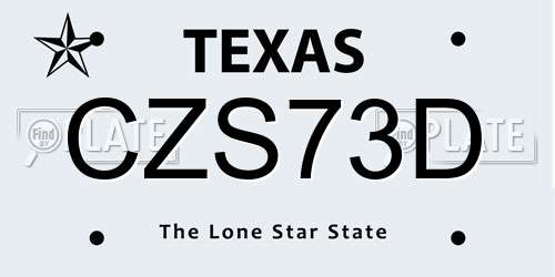 CZS73D Texas License Plate