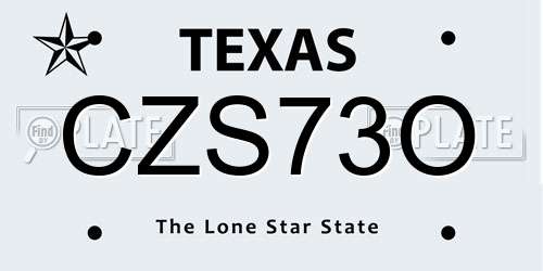 CZS73O Texas License Plate