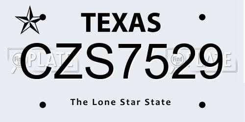 CZS7529 Texas License Plate