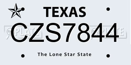 CZS7844 Texas License Plate