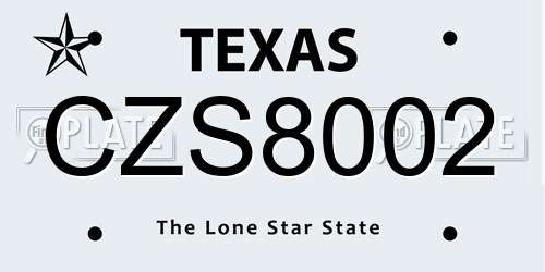 CZS8002 Texas License Plate