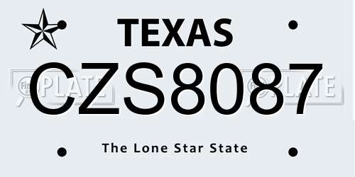 CZS8087 Texas License Plate