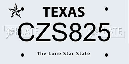 CZS825 Texas License Plate